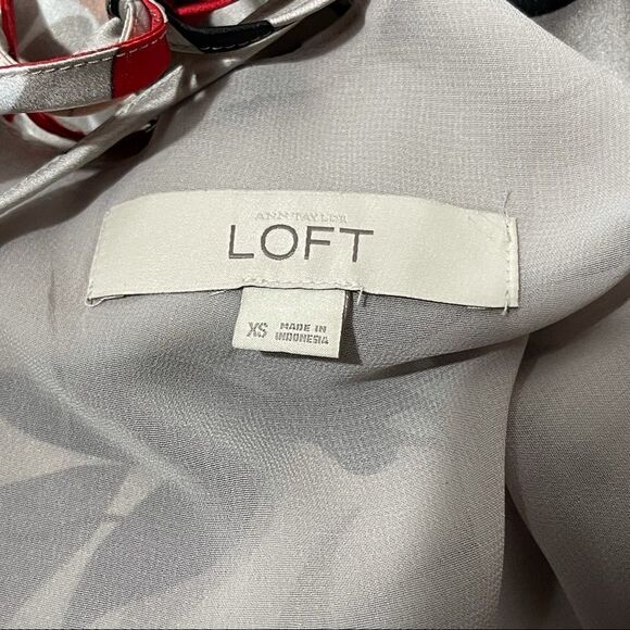 Loft Gray Floral Silk Spaghetti Strap Top - Picture 4 of 6